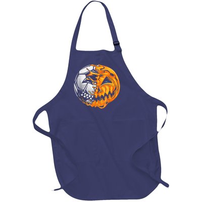 Soccer Player Halloween Pumpkin Skeleton Hallows' Day Full-Length Apron With Pockets