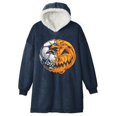 Soccer Player Halloween Pumpkin Skeleton Hallows' Day Hooded Wearable Blanket