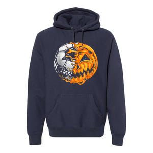 Soccer Player Halloween Pumpkin Skeleton Hallows' Day Premium Hoodie