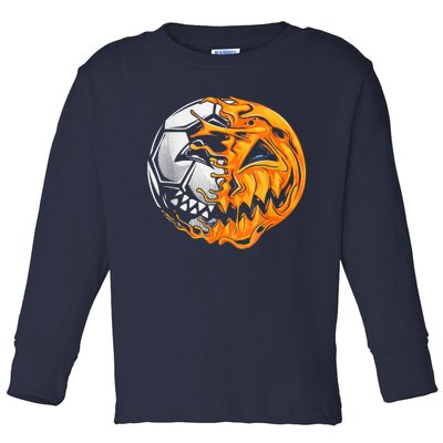 Soccer Player Halloween Pumpkin Skeleton Hallows' Day Toddler Long Sleeve Shirt