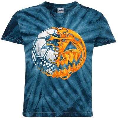 Soccer Player Halloween Pumpkin Skeleton Hallows' Day Kids Tie-Dye T-Shirt