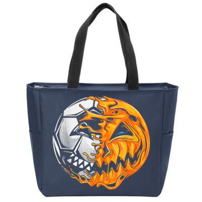 Soccer Player Halloween Pumpkin Skeleton Hallows' Day Zip Tote Bag