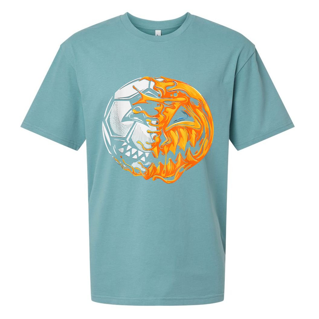 Soccer Player Halloween Pumpkin Skeleton Hallows' Day Sueded Cloud Jersey T-Shirt
