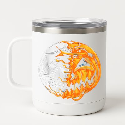 Soccer Player Halloween Pumpkin Skeleton Hallows' Day 12 oz Stainless Steel Tumbler Cup