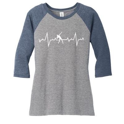 Shot Put Heart Beats Women's Tri-Blend 3/4-Sleeve Raglan Shirt