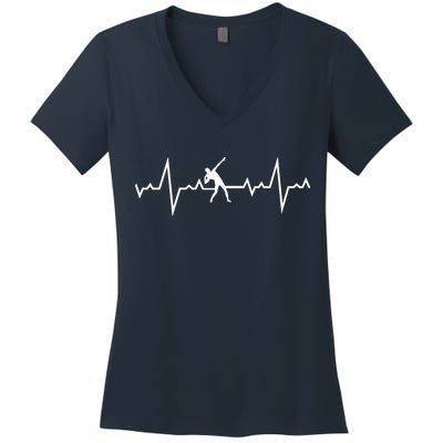 Shot Put Heart Beats Women's V-Neck T-Shirt