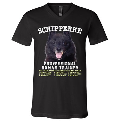 Schipperke Professional Human Trainer Cute Dog V-Neck T-Shirt