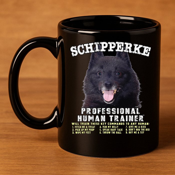 Schipperke Professional Human Trainer Cute Dog 11oz C Handle Ceramic Mug