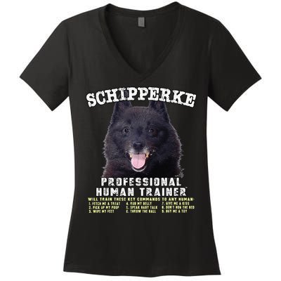 Schipperke Professional Human Trainer Cute Dog Women's V-Neck T-Shirt