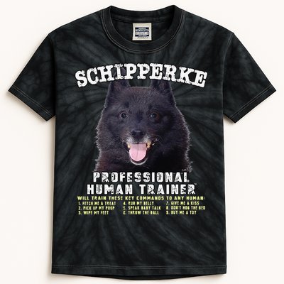 Schipperke Professional Human Trainer Cute Dog Kids Tie-Dye T-Shirt