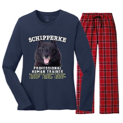 Schipperke Professional Human Trainer Cute Dog Women's Long Sleeve Flannel Pajama Set 