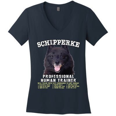 Schipperke Professional Human Trainer Cute Dog Women's V-Neck T-Shirt