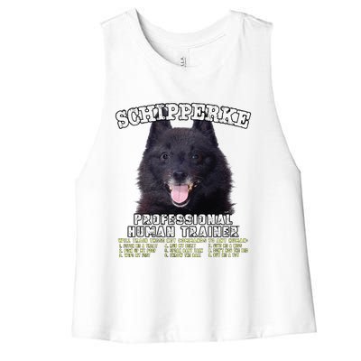 Schipperke Professional Human Trainer Cute Dog Women's Racerback Cropped Tank