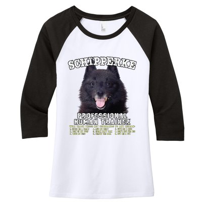 Schipperke Professional Human Trainer Cute Dog Women's Tri-Blend 3/4-Sleeve Raglan Shirt