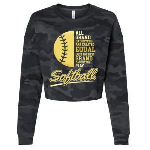 Softball Pitcher Hitter Catcher My Granddaughter Plays Softball Design For Grand Cropped Pullover Crew