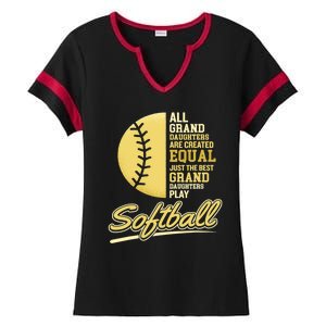 Softball Pitcher Hitter Catcher My Granddaughter Plays Softball Design For Grand Ladies Halftime Notch Neck Tee