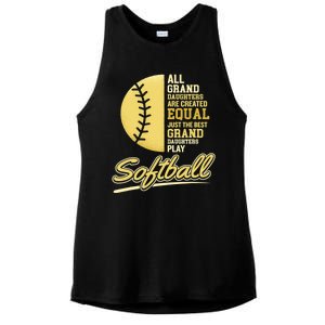 Softball Pitcher Hitter Catcher My Granddaughter Plays Softball Design For Grand Ladies PosiCharge Tri-Blend Wicking Tank