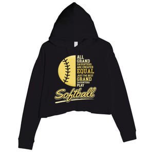 Softball Pitcher Hitter Catcher My Granddaughter Plays Softball Design For Grand Crop Fleece Hoodie