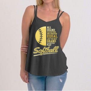 Softball Pitcher Hitter Catcher My Granddaughter Plays Softball Design For Grand Women's Strappy Tank