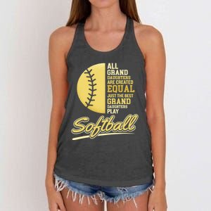 Softball Pitcher Hitter Catcher My Granddaughter Plays Softball Design For Grand Women's Knotted Racerback Tank