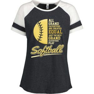 Softball Pitcher Hitter Catcher My Granddaughter Plays Softball Design For Grand Enza Ladies Jersey Colorblock Tee