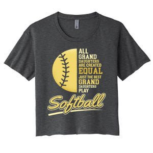 Softball Pitcher Hitter Catcher My Granddaughter Plays Softball Design For Grand Women's Crop Top Tee