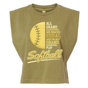 Softball Pitcher Hitter Catcher My Granddaughter Plays Softball Design For Grand Garment-Dyed Women's Muscle Tee