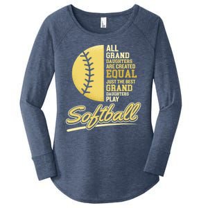 Softball Pitcher Hitter Catcher My Granddaughter Plays Softball Design For Grand Women's Perfect Tri Tunic Long Sleeve Shirt