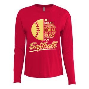 Softball Pitcher Hitter Catcher My Granddaughter Plays Softball Design For Grand Womens Cotton Relaxed Long Sleeve T-Shirt