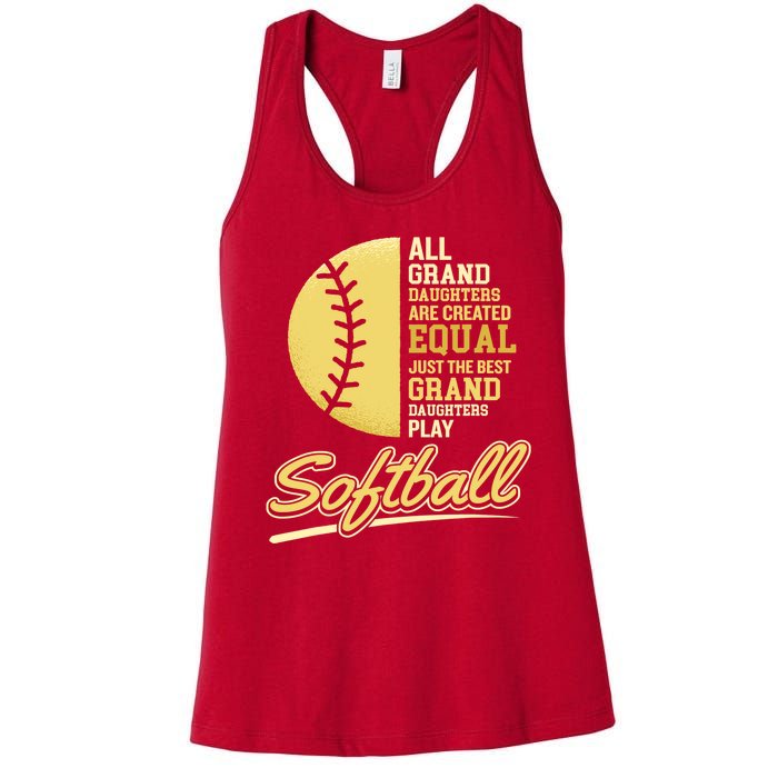 Softball Pitcher Hitter Catcher My Granddaughter Plays Softball Design For Grand Women's Racerback Tank