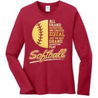 Softball Pitcher Hitter Catcher My Granddaughter Plays Softball Design For Grand Ladies Long Sleeve Shirt