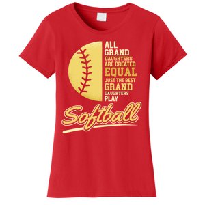 Softball Pitcher Hitter Catcher My Granddaughter Plays Softball Design For Grand Women's T-Shirt