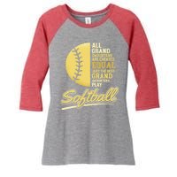 Softball Pitcher Hitter Catcher My Granddaughter Plays Softball Design For Grand Women's Tri-Blend 3/4-Sleeve Raglan Shirt