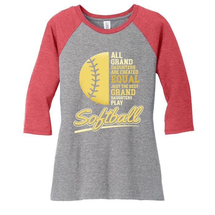 Softball Pitcher Hitter Catcher My Granddaughter Plays Softball Design For Grand Women's Tri-Blend 3/4-Sleeve Raglan Shirt