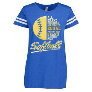 Softball Pitcher Hitter Catcher My Granddaughter Plays Softball Design For Grand Enza Ladies Jersey Football T-Shirt