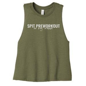 Spit Preworkout In My Mouth Funny Sarcastic Gym Squat Lover Women's Racerback Cropped Tank