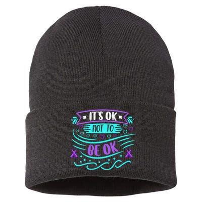 Suicide Prevention It's Ok Not To Be Ok Sustainable Knit Beanie