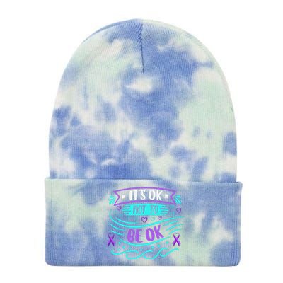 Suicide Prevention It's Ok Not To Be Ok Tie Dye 12in Knit Beanie