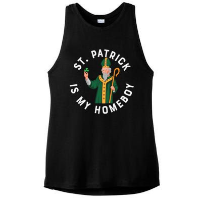 St Patrick Is My Homeboy St Patricks Day Ladies PosiCharge Tri-Blend Wicking Tank