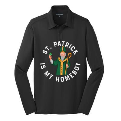 St Patrick Is My Homeboy St Patricks Day Silk Touch Performance Long Sleeve Polo