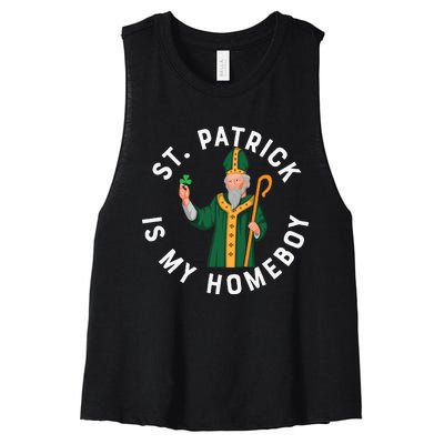 St Patrick Is My Homeboy St Patricks Day Women's Racerback Cropped Tank