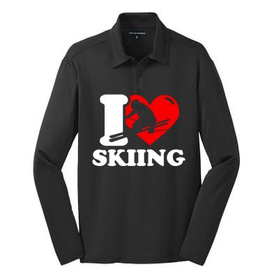 Ski Presents I Love Skiing T Funny Ski Lover Gift Silk Touch Performance Long Sleeve Polo