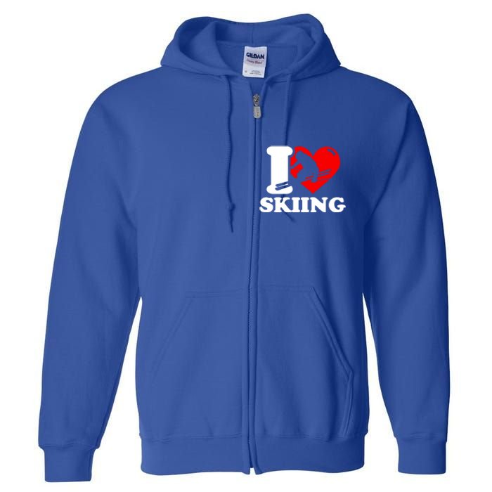 Ski Presents I Love Skiing T Funny Ski Lover Gift Full Zip Hoodie