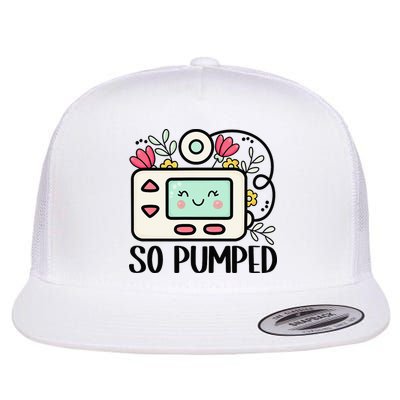 So Pumped – Insulin Pump & Floral Design T1d Awareness Flat Bill Trucker Hat