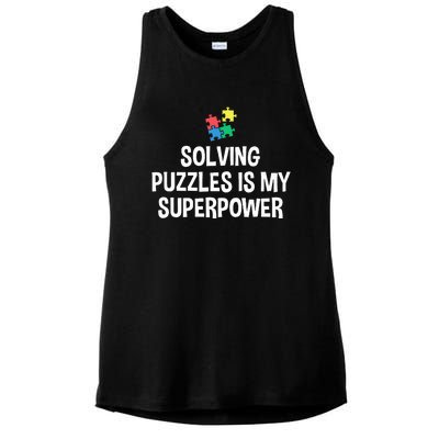 Solving Puzzles Is My Superpower Puzzle Lover Jigsaw Puzzle Ladies PosiCharge Tri-Blend Wicking Tank