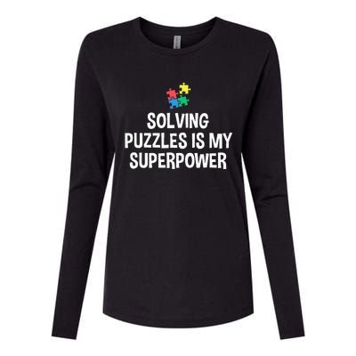 Solving Puzzles Is My Superpower Puzzle Lover Jigsaw Puzzle Womens Cotton Relaxed Long Sleeve T-Shirt