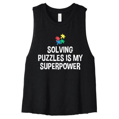 Solving Puzzles Is My Superpower Puzzle Lover Jigsaw Puzzle Women's Racerback Cropped Tank