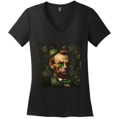 St. Patrick Irish Abraham Lincoln Women's V-Neck T-Shirt