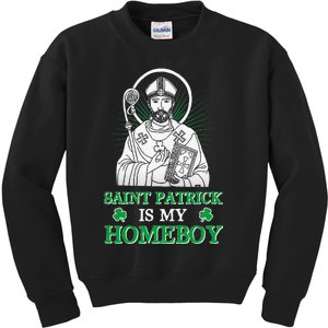 Saint Patrick Is My Homeboy Funny Shamrock St. Patrick's Day Kids Sweatshirt