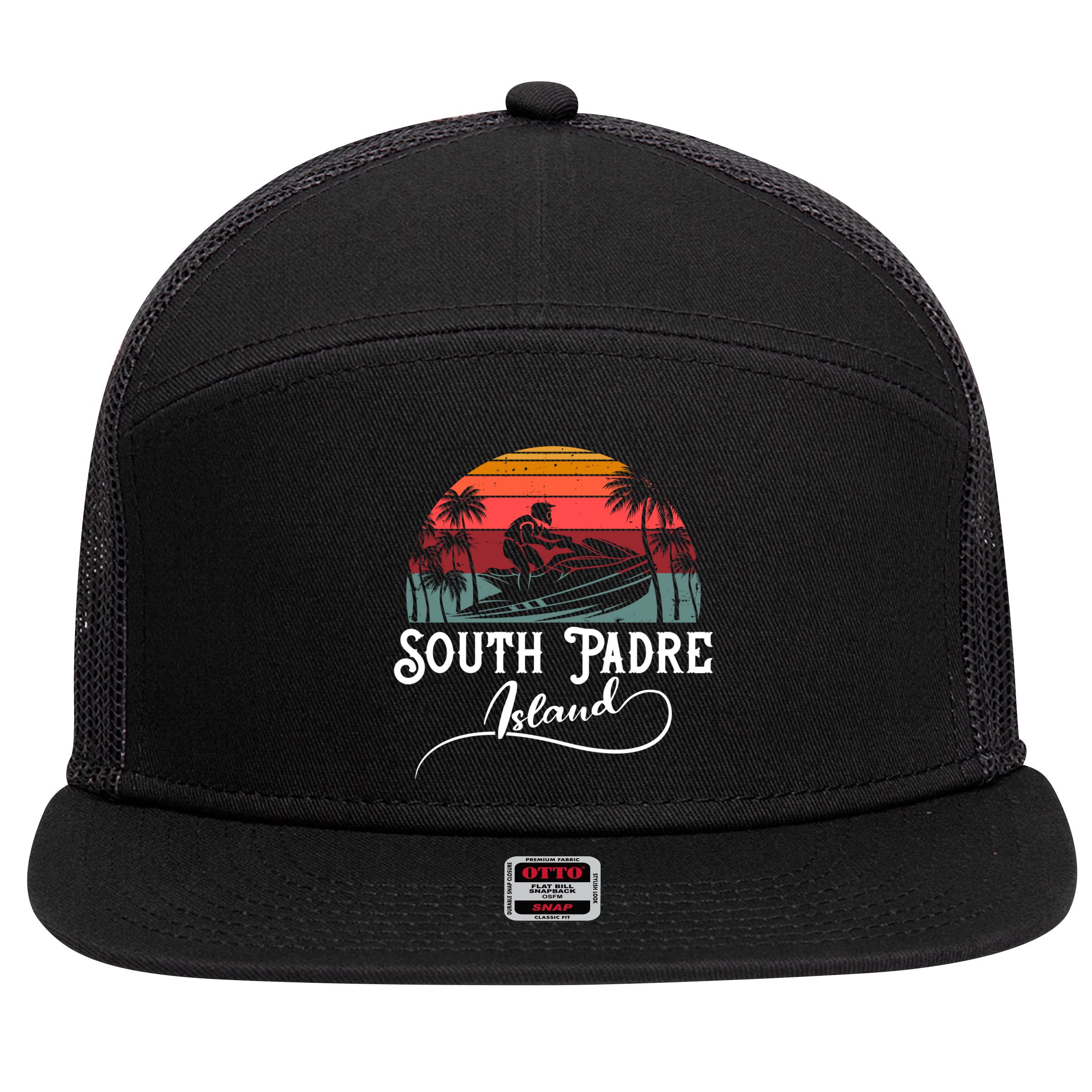 South Padre Island Jet Ski Lover Meaningful Gift 7 Panel Mesh Trucker Snapback Hat
